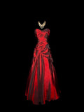 Mermaid Sweetheart Red Taffeta Long Evening Dress Prom Dresses SD2753