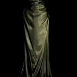 Mermaid Spaghetti Straps Satin Green Long Evening Dress Prom Dresses SD2754