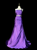 Mermaid One Shoulder Satin Grape Long Evening Dress Prom Dresses SD2756