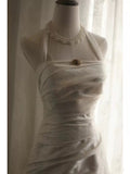 Mermaid Halter Satin Ivory Long Wedding Dress Bridal Dresses SD2758