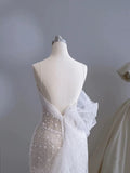 Mermaid Spaghetti Straps White Sequin Long Wedding Dress Bridal Dresses SD2762