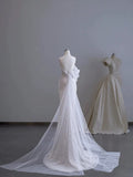 Mermaid Spaghetti Straps White Sequin Long Wedding Dress Bridal Dresses SD2762