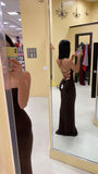 Mermaid Brown Long Backless Evening Dress Prom Dresses SD2784