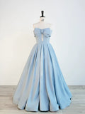 Balll Gown Sweetheart Blue Satin Long Evening Dress Prom Dresses SD2800