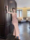 Mermaid Spaghetti Straps Pink Long Evening Dress Prom Dresses SD2804