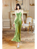 Mermaid Spaghetti Straps Green Long Evening Dress Prom Dresses SD2809