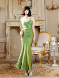 Mermaid Spaghetti Straps Green Long Evening Dress Prom Dresses SD2809