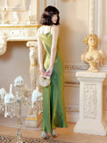 Mermaid Spaghetti Straps Green Long Evening Dress Prom Dresses SD2809