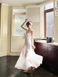 Mermaid Spaghetti Straps White Long Evening Dress Prom Dresses SD2813