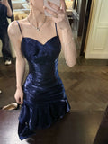 Mermaid Spaghetti Straps Royal Blue Long Length Evening Dress Prom Dresses SD2824