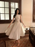 A Line Scoop Neckline White Ankle Length Evening Dress Prom Dresses SD2831