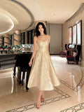 A Line Spaghetti Straps Neckline Satin Evening Dress Lace Prom Dresses SD2839