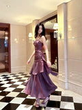 Mermaid Spaghetti Straps Long Length Grape Evening Dress Prom Dresses SD2848
