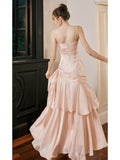 Mermaid Spaghetti Straps Long Length Blush Pink Evening Dress Prom Dresses HZ0628