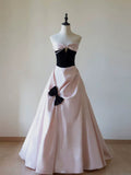 Ball Gown Sweetheart Neckline Pink Satin Evening Dress Prom Dresses SD2857