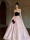 Ball Gown Sweetheart Neckline Pink Satin Evening Dress Prom Dresses SD2857