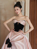 Ball Gown Sweetheart Neckline Pink Satin Evening Dress Prom Dresses SD2857