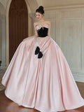 Ball Gown Sweetheart Neckline Pink Satin Evening Dress Prom Dresses SD2857