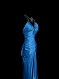 Mermaid Halter Neck Royal Blue Satin Backless Prom Gown Fairy Prom Dresses SD2907