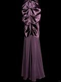 Mermaid V Neckline Chiffon Grape Evening Dress Prom Dresses SD2909