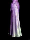 A line Halter Neckline Lilac Satin Prom Dress Ruffle Long Party Dress SD2910