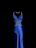 Mermaid Sweetheart Neckline Royal Blue Satin Backless Prom Gown Fairy Prom Dresses SD2913