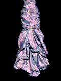 Mermaid Strapless Neckline Grape Taffeta Prom Dress Ruffle Long Party Dress SD2916