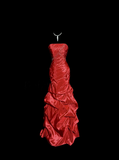 Mermaid Strapless Neckline Red Taffeta Prom Dress Ruffle Long Party Dress SD2917