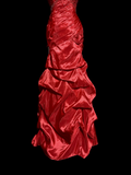Mermaid Strapless Neckline Red Taffeta Prom Dress Ruffle Long Party Dress SD2917