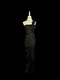 Mermaid One Shoulder Black Satin Long Prom Dress Party Dress SD2939