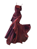 Mermaid Spaghetti Straps Burgundy Long Party Dresses Birthday Outfits SD2947