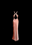Mermaid V Neckline Pink Backless Long Prom Gown Fairy Prom Dresses SD2956