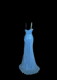 Mermaid Sweetheart Blue Chiffon Long Prom Gown Fairy Prom Dresses SD2957