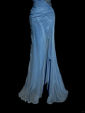Mermaid Sweetheart Blue Chiffon Long Prom Gown Fairy Prom Dresses SD2957