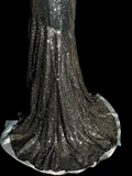 Mermaid V Neckline Gray Sequin Long Prom Gown Fairy Prom Dresses SD2958