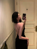 Mermaid V Neckline Backless Black Slit Prom Dresses Birthday Outfits SD295