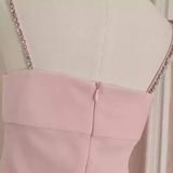 Sheath Spaghetti Straps Pink Travel Vacation Dresses Dinner Birthday Dress SD332