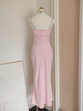 Sheath Spaghetti Straps Pink Travel Vacation Dresses Dinner Birthday Dress SD332