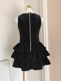 A Line Scoop Ruffles Vacation Dresses Short Black Birthday Outfits SD334