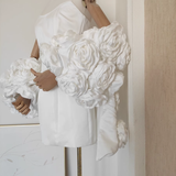 A line Strapless Sleeveless White Satin Party Dress Short Birthday Dresses With Cape SD354