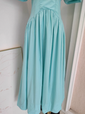 A Line V Neckline Blue Satin Homecoming Dresses Birthday Outfits With Ruffles SD373