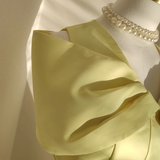 A line V neckline Satin Knee Length Homecoming Dresses Yellow Birthday Outfits SD374