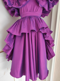 A line Short Sleeves Grape Cocktail Dress Short Birthday Outfits SD397