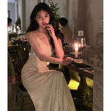 Sheath Spaghetti Straps Floor Length Prom Dresses Birthday Dress SD430