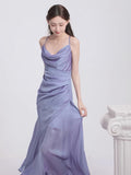 Sheath Halter Lilac Ankle Length Prom Dresses Birthday Outfits SD476