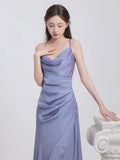 Sheath Halter Lilac Ankle Length Prom Dresses Birthday Outfits SD476
