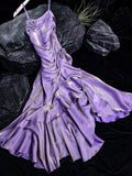 Mermaid Spaghetti Straps Long Lilac Prom Dresses Birthday Outfits With Ruffles SD478