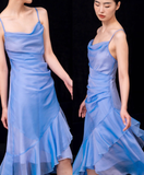 High Low Irregular Spaghetti Straps Blue Knee Length Prom Dresses Birthday Outfits SD488