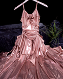 Retro A line Sleeveless Spaghetti Straps Pink Short Prom Dress Birthday Outfits SD501