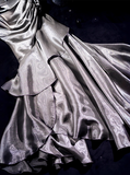 Vintage Mermaid Spaghetti Straps Ruffles Silver Gray Prom Dresses Birthday Outfits SD502